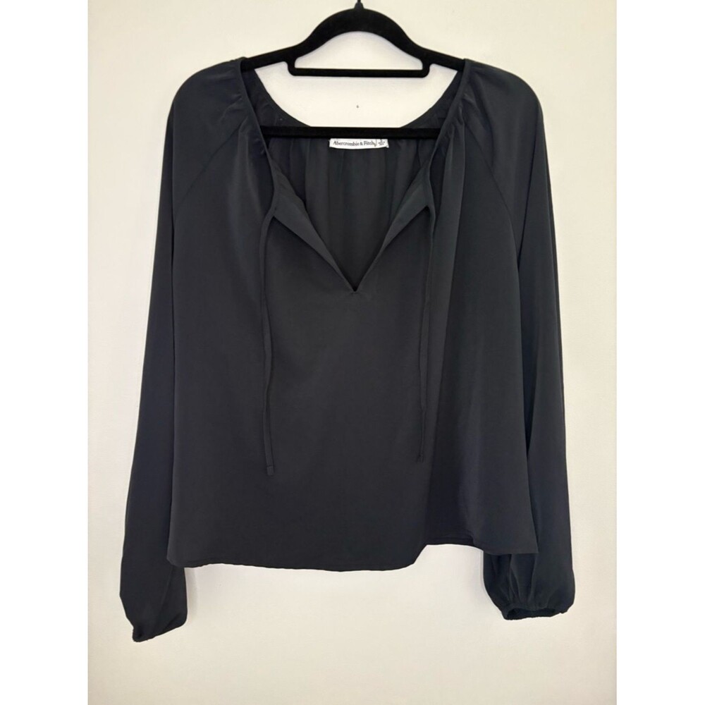 Abercrombie & Fitch Black Sheer Blouse Long Sleeve Size S